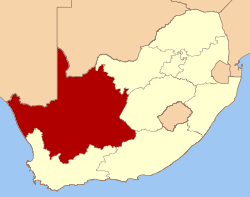 Map showing the location of the Northern Cape in the north-western part of South Africa